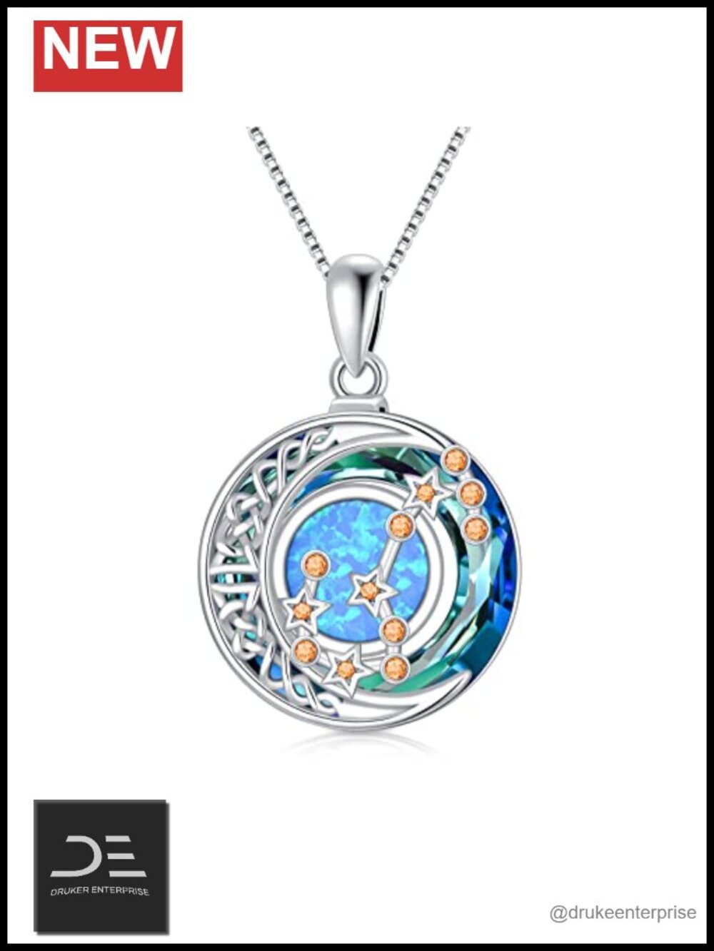 TOUPOP Scorpio Zodiac Necklace 925 Sterling Silver Celtic Moon Pendant